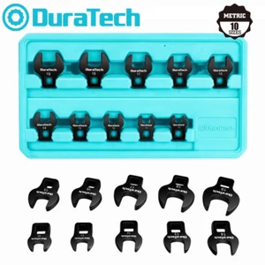 DURATECH 10PC 3/8" Crow Foot Wrench Set 10-19mm Metric Crowfoot Flare Nut Wrench - Picture 1 of 12