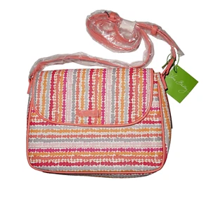 Vera Bradley Klappe Umhängetasche Rosa Konfetti Streifen Vinyl Neu mit Etikett 14478 - Bild 1 von 8