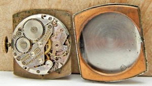 Vintage Helbros 62 7 jewel men's wrist watch movement w/ dial hands & case back - Picture 1 of 4