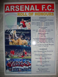 Arsenal club history roll of honours - souvenir print - Picture 1 of 1