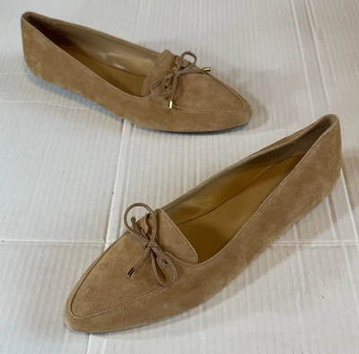 Tablots Para Mujer 9.5 AA Estrecho Gamuza Beige Tostado Zapatos Ballet Planos Sin Cordones Foto 1 de 4