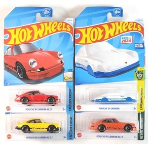 4 Car Lot - Hot Wheels Porsche 911 Carrera RS 2.7 Orange Yellow Red Keychain - Picture 1 of 4