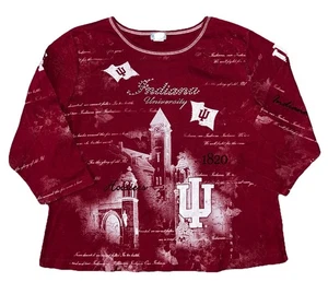 Vintage Y2k Damen P Michael NCAA Indiana University IU Strumpfhosen AOP Top Large - Bild 1 von 5