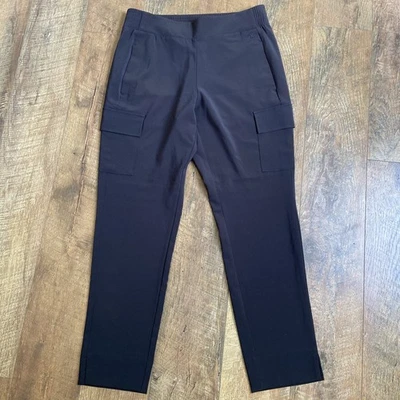 Calvin Klein | Pantalones de Carga Negros Bolsillos Cónicos al Tobillo Cintura Elástica Pequeños Foto 1 de 4