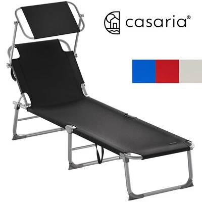 CASARIA® Gartenliege Sonnenliege Klappbar mit Dach Liegestuhl Garten Strandliege - Bild 1 von 4