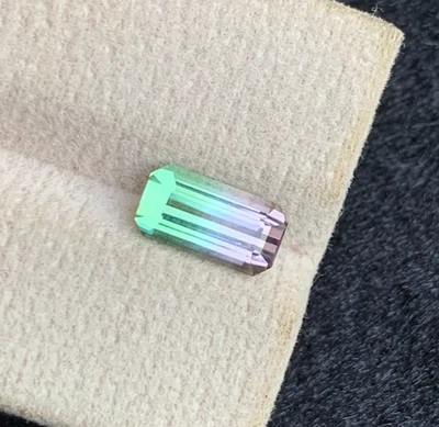 Natural Bicolor Tourmaline Gemstone | 1.60 Carats Emerald Cut from Afghanistan - Image 1 of 4