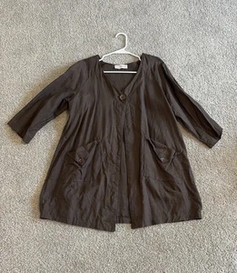 Eva Tralala Paris 100% linen chocolate brown one button jacket - Picture 1 of 8