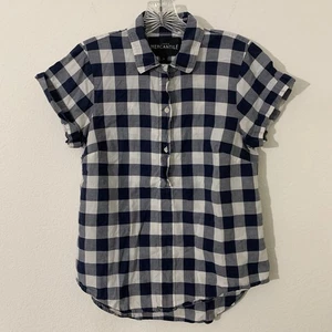 J Crew Mercantile Women’s Collared Shirt S 1/4 Button Short Sleeve - Picture 1 of 3