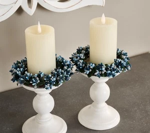 Set of 2 Beaded Pip Berry Candle Rings by Valerie in Blue - Picture 1 of 3