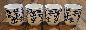 Ralph Lauren Mandarin Blue Tea Cups Set Of 4 No Handles 3in Floral Lot Rare - Picture 1 of 3
