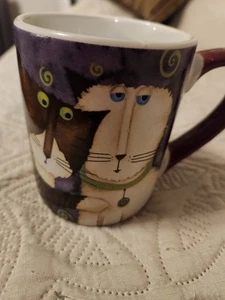 Debi Hron Cool Cats Mug Coffee Cup Purple Gibson F3222 Whimsical Kitty Comical - Picture 1 of 4