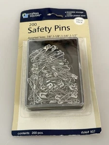 Safety Pins Assorted 200 Pack Sturdy Silver Steel for Crafters, Sewing, Quilters - Picture 1 of 2