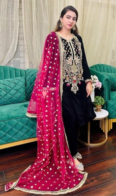 Designer Indian Pakistani Salwar Kameez Bollywood Dress Party Wear Suit wedding - Image 1 of 4