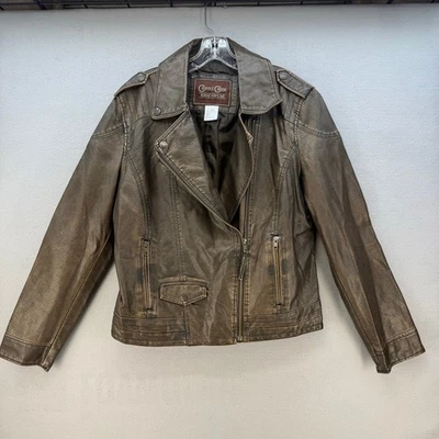 Cripple Creek Ranch Wear Jacket Women's L Brown Vegan Leather Moto Western - Image 1 of 4