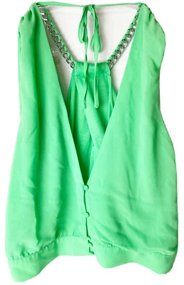 Lulumari 尺寸 L 大号(适合中型)作物背心背心透明绿色夏季全新带标签 — 第 1/4 张图片