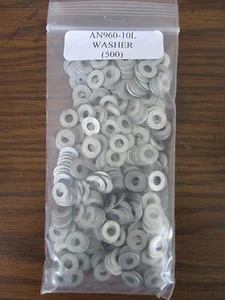 AN960-10L #10 Washer Flat 3/16" I.D. 7/16" O.D. Steel - Lot of 500 - Picture 1 of 3