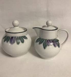 Dansk Eden Fine China Creamer & Sugar Set with lids Portugal - Picture 1 of 7