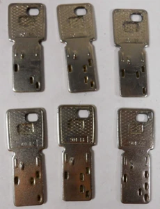 vintage lot 6 rectangular numbered lettered metal keys retro hardware - Picture 1 of 9