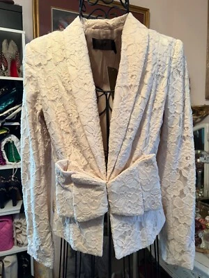 H & M бледный персик хлопок кружева бант резинке Blazer куртка размер EUR38/8 новый с Ярлыками - Изображение 1 из 3