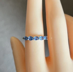 9ct Yellow Gold 1ct Sapphire Eternity Ring, UK size O, EU Size 55 - Picture 1 of 6