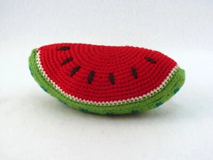 Knitted Watermelon Plush Rattle 17cm Soft Toy knitted Rattle and Sensory Toy - Picture 1 of 5