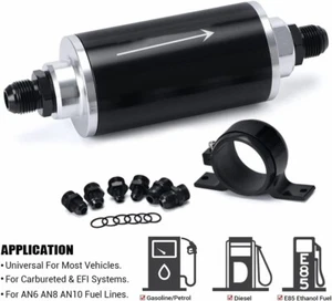10 Micron Inline Fuel Filter w/ 6AN 8AN 10AN Adapter Fitting An6 Fuel Filter - Picture 1 of 8