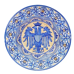 Austrian Pottery Charger Coat of Arms w34 cm Circa 1900s - Picture 1 of 14