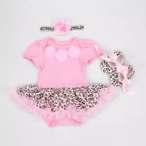 Reborn Baby Doll Clothes Accessories 20-23 Inch Newborn Girl Pink Leopard Tutu D - Picture 1 of 12