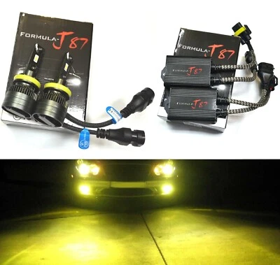 LED G8 Canceler H11 3000K Yellow Two Bulbs Head Light High Beam Replace Upgrade - Image 1 of 4