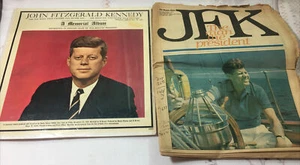 JFK A Memorial Album LP Vinyl Record Free Vintage 1979 Boston Globe News Paper - Picture 1 of 12