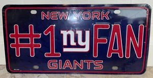 Nuevo de Lote Antiguo Oficial New York Giants #1 Ventilador Metal Repujado Placa Encogible Envuelta - Imagen 1 de 2