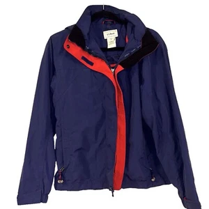 L. L. Bean Womens Jacket Windbreaker Size Medium Hooded Blue Zip Front - Picture 1 of 13