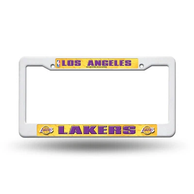 Marco de cubierta de matrícula blanco de Los Angeles Lakers ¡¡NUEVO!! NBA 6x12 pulgadas Foto 1 de 2