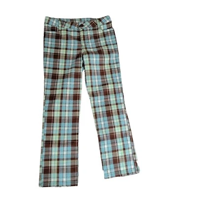 Hartstrings Pants Girls Size 6 Blue Brown Plaid Pockets Adjustable Waist - Image 1 of 3