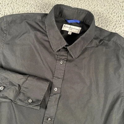 Teddy Stratford Shirt Mens Size 3 Med Black Button Up Long Sleeve Luxury Zip Fit - Image 1 of 4
