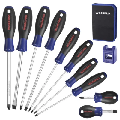 WORKPRO Magnetic Screwdriver Set 10-Piece Flat Head Phillips Slotted Screwdriver - Image 1 of 4