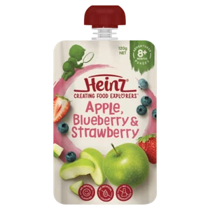 Heinz Food Pouch 120g - Apple, Blueberry & Strawberry Flavour 8+ Months - Picture 1 of 2