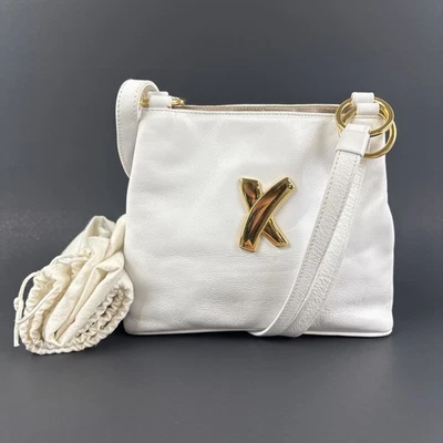 Bolsa tiracolo vintage Paloma Picasso X couro marfim designer dourado - Imagem 1 de 4