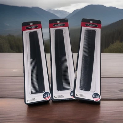 Peine de bolsillo Ace negro nuevo sellado para el cabello #07842 hecho en EE. UU. Lote de 3 Foto 1 de 4