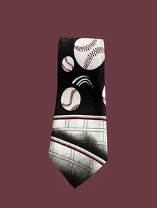 Vintage Florence Novelty Tie Men’s Black Baseball Sports Theme Necktie NEW - Picture 1 of 20