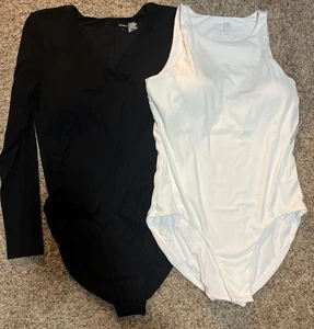 Soma Damen schwarz und optisch weiß gerippt hochgeschlossen ärmellos Body-Large - Bild 1 von 7