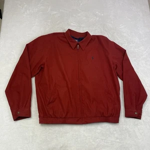 Polo Ralph Lauren Harrington Jacket L Red Full Zip Cotton Lined Windbreaker - Picture 1 of 8
