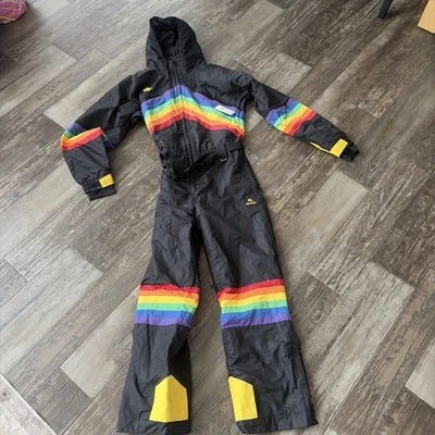 Traje de esquí Tipsy Elves para hombre talla grande L trituradora de medianoche retro traje de nieve arco iris Foto 1 de 4