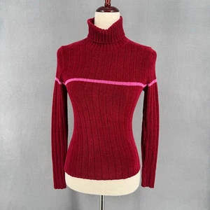Suéter Vintage Y2K 00s Energie Tejido Acanalado Chenille Cuello Alto Mujer M Granate - Imagen 1 de 12