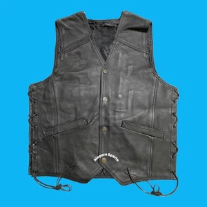 Men’s Side Laces Lederweste Men’s Biker Weste Motorrad Echtleder Weste - Bild 1 von 5