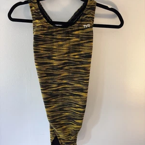 TYR Women's Fizzy Maxfit Swimsuit Size 36 Yellow Black Rust. - Picture 1 of 4