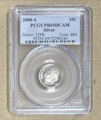 2000 S 10C Silver Roosevelt Dime PCGS PR69 DCAM - Image 1 of 2