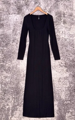 Skims Dress Large Womens Soft Lounge Long Sleeve Ribbed Maxi Black - Image 1 of 4