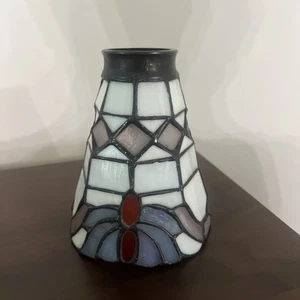 Tiffany Style Stained Glass Ceiling Fan Lamp Shade Purple Butterfly - Picture 1 of 4