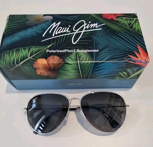 NEW Maui Jim MAVERICKS Silver POLARIZED Neutral Grey Lens Sunglass GS264-17 - Picture 1 of 16